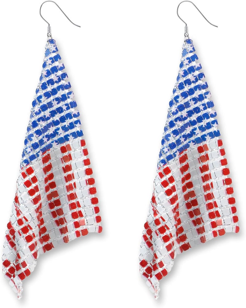 DAYANEY 4th of July Earrings Patriotic Earrings, Red White and Blue Earings for Women and Girls American USA Flag Jewelry as Fourth of July Accessories for Independence Day Outfit Gifts - Image 1